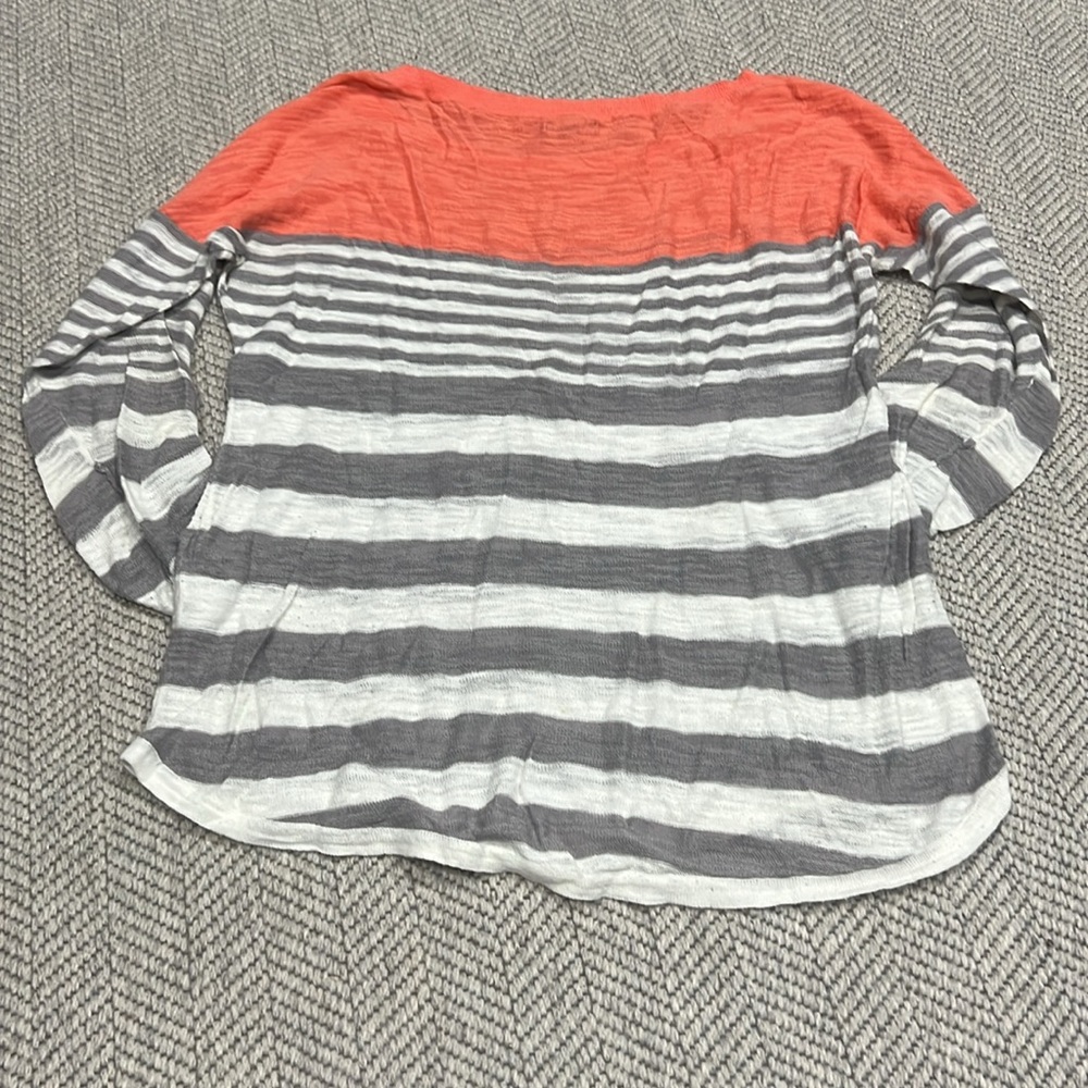 Coral and Gray Striped Women's Top - Picture 5 of 5